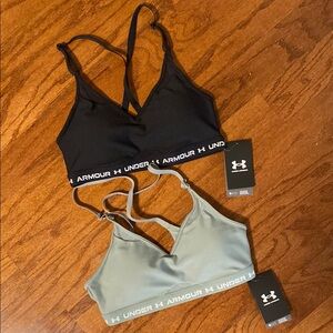 2 Under Armour Black and Gray Sports Bras Moisture-Wicking Intimates